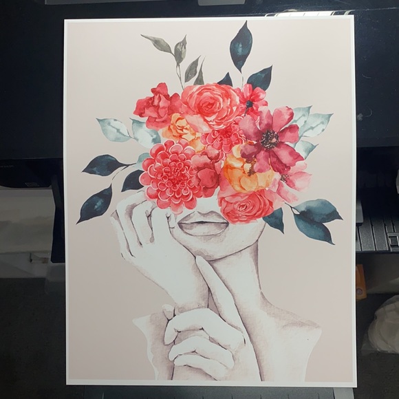 Watercolor Floral Woman Portrait Wall Art Illustration Print Poster Unframed - Picture 13 of 17
